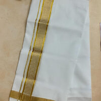 Cotton Bleach – Jacquard Weave Gold Border – V Shape Design Dhoti