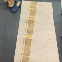 Cotton Grey – Jacquard Design – Gold Border – V Shape Dhoti