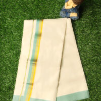 Cotton Grey Gold & Pale Green Border Dhoti