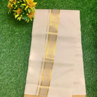 Cotton Grey – Jacquard Weave – Gold Border – Check Design Dhoti
