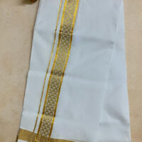 Cotton Bleach – Jacquard Weave Gold Border – Diamond Cutting Design Dhoti