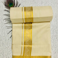 Cotton Grey – Jacquard Weave – Gold Border – Pyramid Design Dhoti