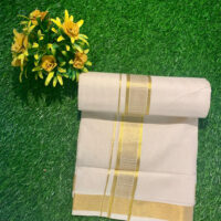 Cotton Grey – Jacquard Weave – Gold Border – Check Design Dhoti