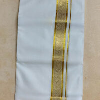 Cotton Bleach – Jacquard Weave Gold Border – V Shape Design Dhoti