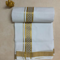 Cotton Bleach – Jacquard Weave Gold Border – Diamond Cutting Design Dhoti