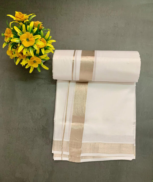 Cotton Bleach – 1 ½ Inch Silver Border Design Dhoti