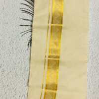 Cotton Grey – Jacquard Weave – Gold Border – Pyramid Design Dhoti