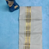 Cotton Grey – Jacquard Weave – Gold Border – Floral Design Dhoti
