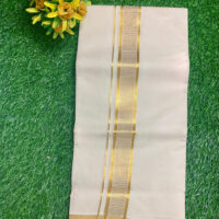 Cotton Grey – Jacquard Weave – Gold Border – Check Design Dhoti
