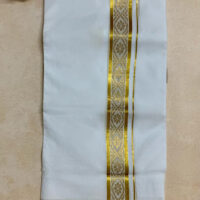 Cotton Bleach – Jacquard Weave Gold Border – Diamond Cutting Design Dhoti