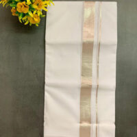 Cotton Bleach – 1 ½ Inch Silver Border Design Dhoti