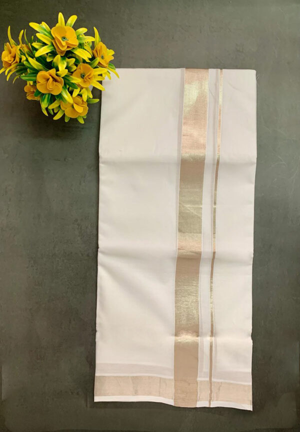 Cotton Bleach – 1 ½ Inch Silver Border Design Dhoti