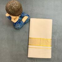 Cotton Grey – Jacquard Design – Gold Border – V Shape Dhoti