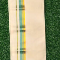 Cotton Grey Gold & Pale Green Border Dhoti