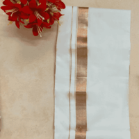 Cotton Bleech – 1 ½ Inch Copper Border Dhoti