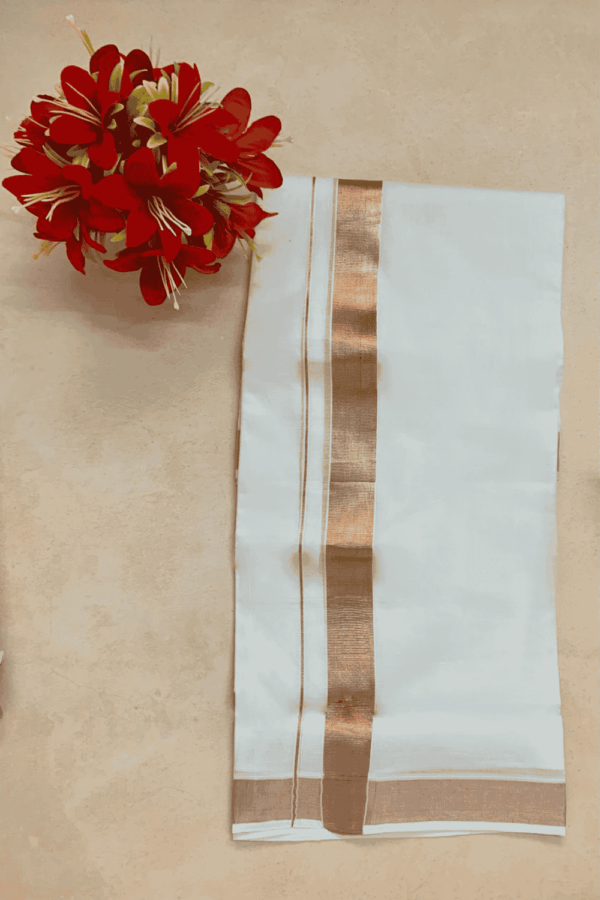 Cotton Bleech – 1 ½ Inch Copper Border Dhoti