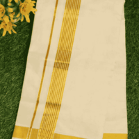 Cotton Bleech - Fancy – Gold Border with Brown Linings Dhoti