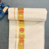 Cotton Grey – 1 ½ Inch Gold – Kathakali Small Print Dhoti