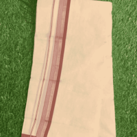 Cotton Grey – Silver Linings with Maroon Border Dhoti