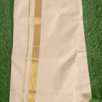 Cotton Grey – 1 Inch Gold Border Dhoti