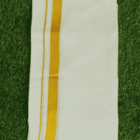Cotton Bleech – 1 Inch Gold Border Dhoti