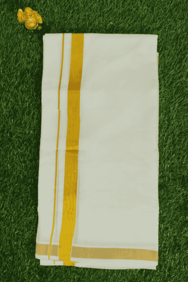 Cotton Bleech – 1 Inch Gold Border Dhoti
