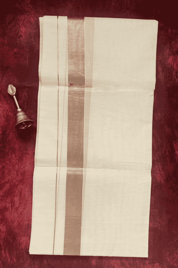 Cotton Grey – 1 ½ Inch Copper Border Dhoti