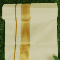 Cotton Grey – Fancy – Gold Border with Red Linings Dhoti