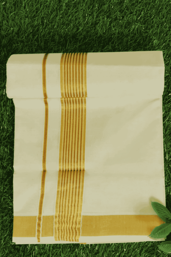 Cotton Grey – Fancy – Gold Border with Red Linings Dhoti