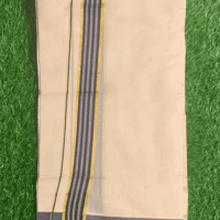 Cotton Grey – Gold Border with Blue Linings Dhoti