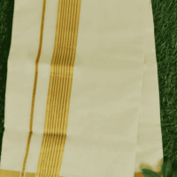Cotton Grey – Fancy – Gold Border with Red Linings Dhoti