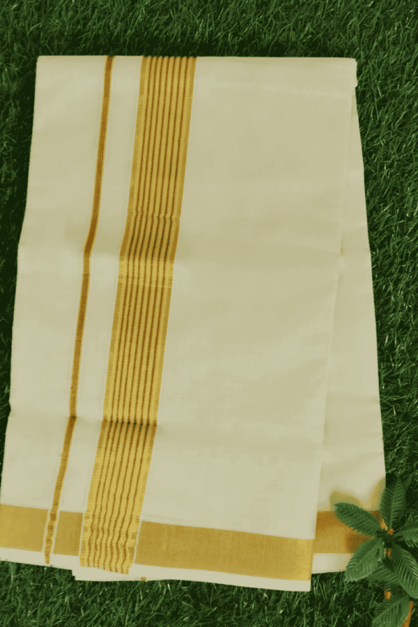 Cotton Grey – Fancy – Gold Border with Red Linings Dhoti