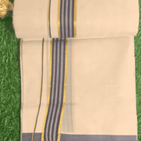 Cotton Grey – Gold Border with Blue Linings Dhoti