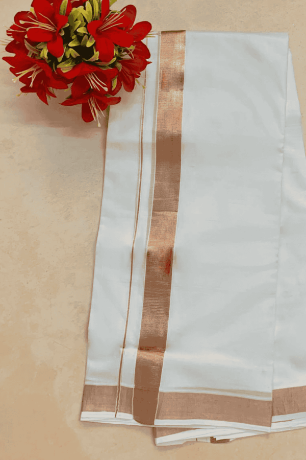 Cotton Bleech – 1 ½ Inch Copper Border Dhoti
