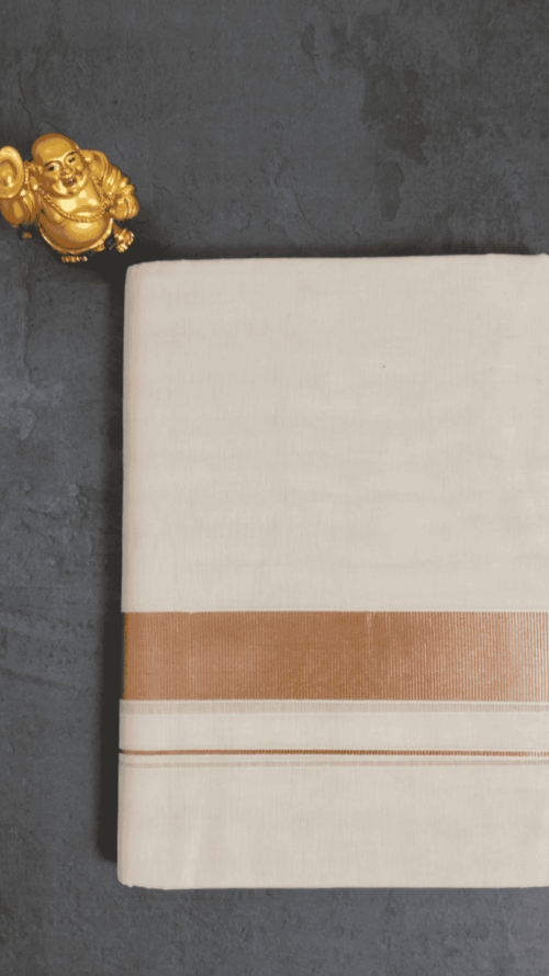 Cotton Grey – 1 ½ Inch Copper Border Dhoti