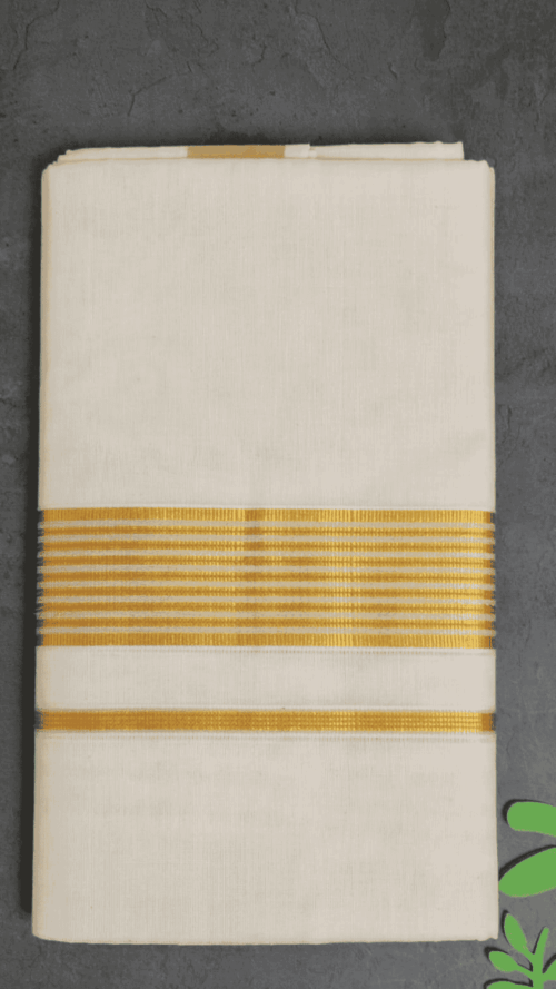 Cotton Grey - Fancy – Gold Border with Orange Linings Dhoti