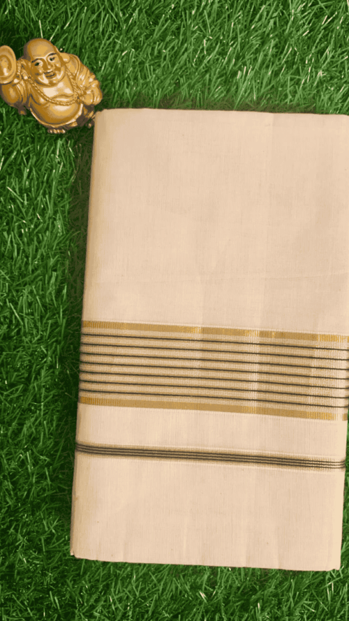 Cotton Bleech - Fancy – Gold Border with Black Linings Dhoti