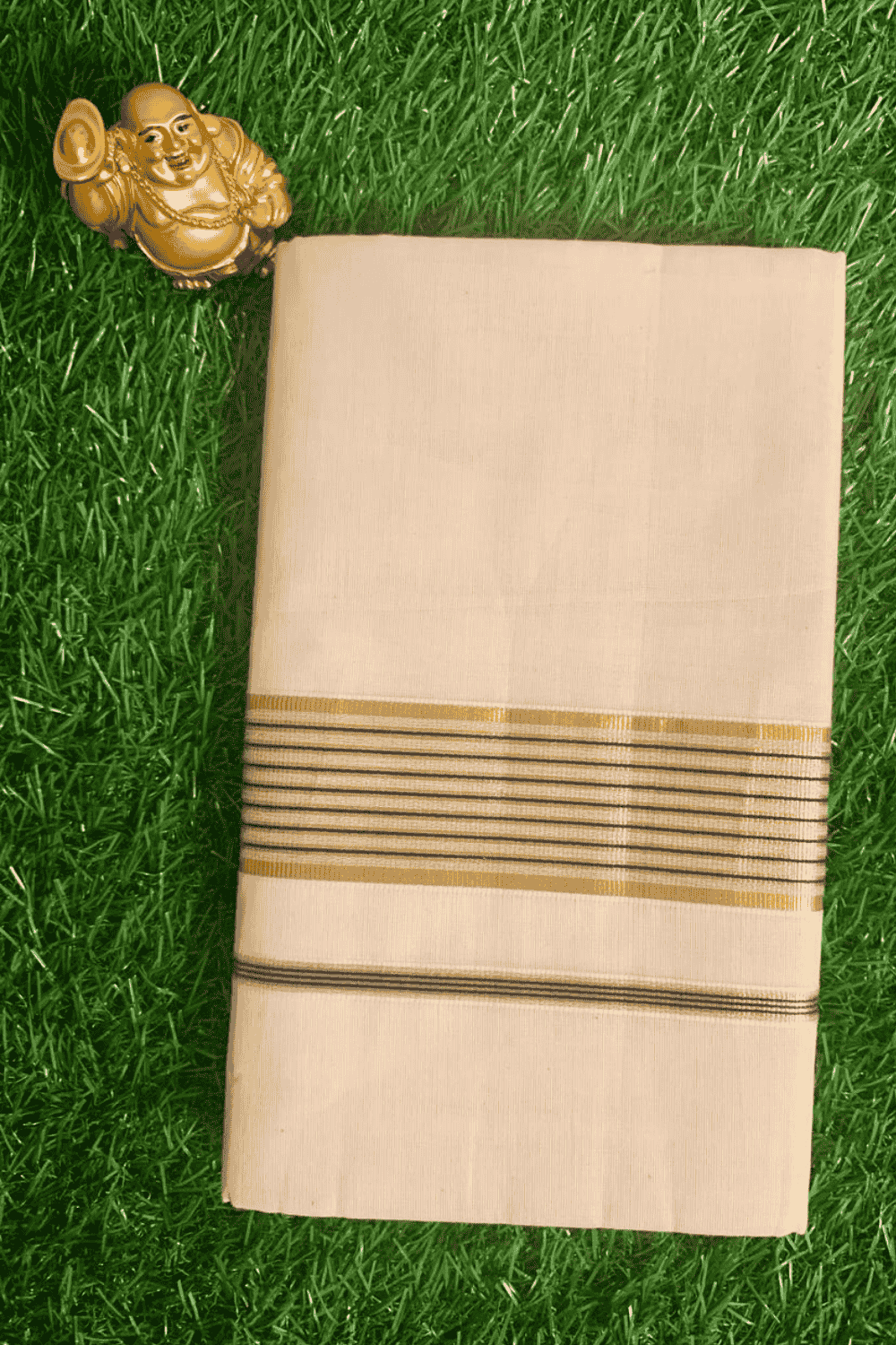Cotton Bleech - Fancy – Gold Border with Black Linings Dhoti