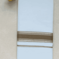 Cotton Bleech – Silver with Biscuit Brown Border Dhoti