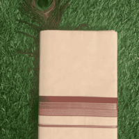 Cotton Grey – Silver Linings with Maroon Border Dhoti