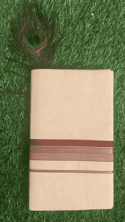 Cotton Grey – Silver Linings with Maroon Border Dhoti
