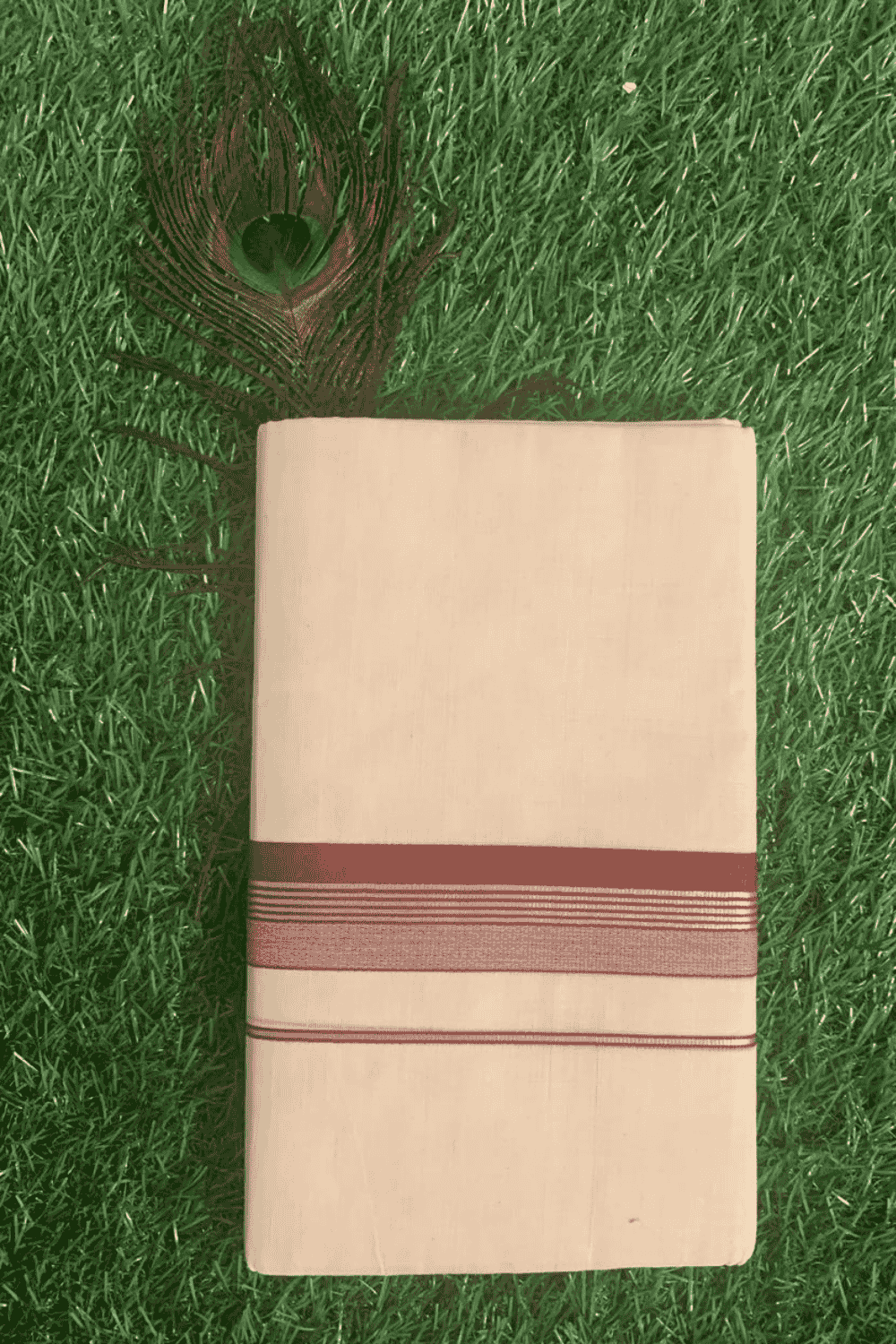 Cotton Grey – Silver Linings with Maroon Border Dhoti