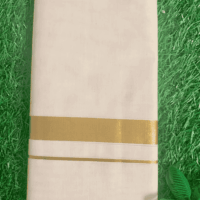 Cotton Grey – 1 Inch Gold Border Dhoti