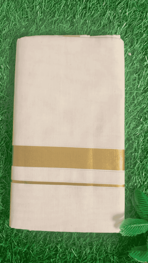Cotton Grey – 1 Inch Gold Border Dhoti