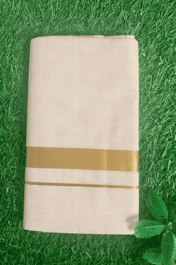 Cotton Grey – 1 Inch Gold Border Dhoti
