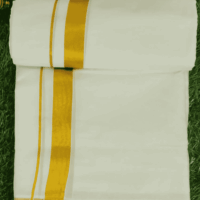 Cotton Bleech – 1 Inch Gold Border Dhoti