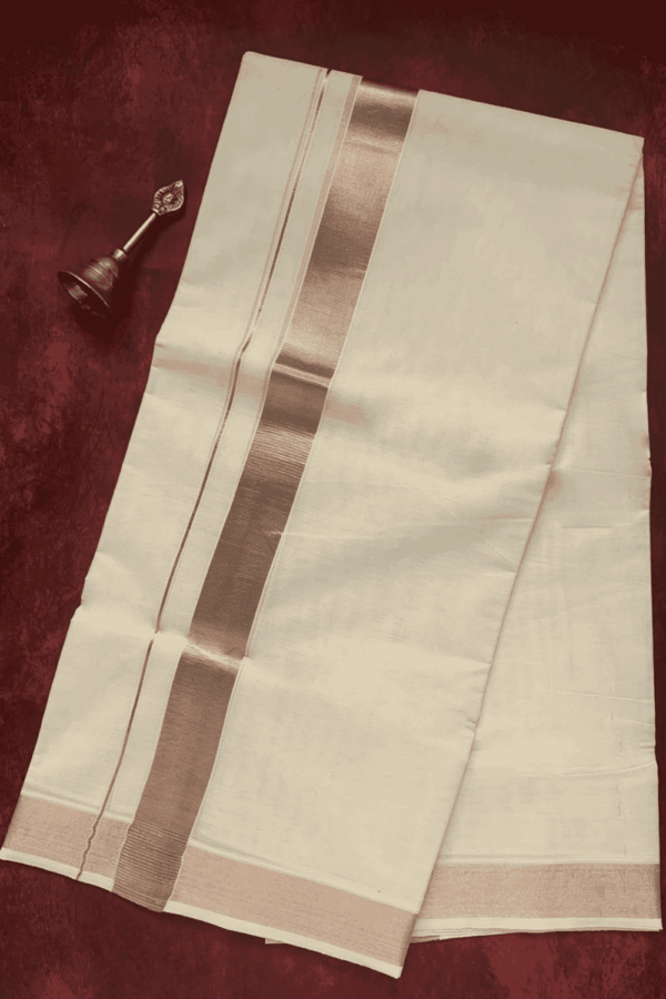 Cotton Grey – 1 ½ Inch Copper Border Dhoti