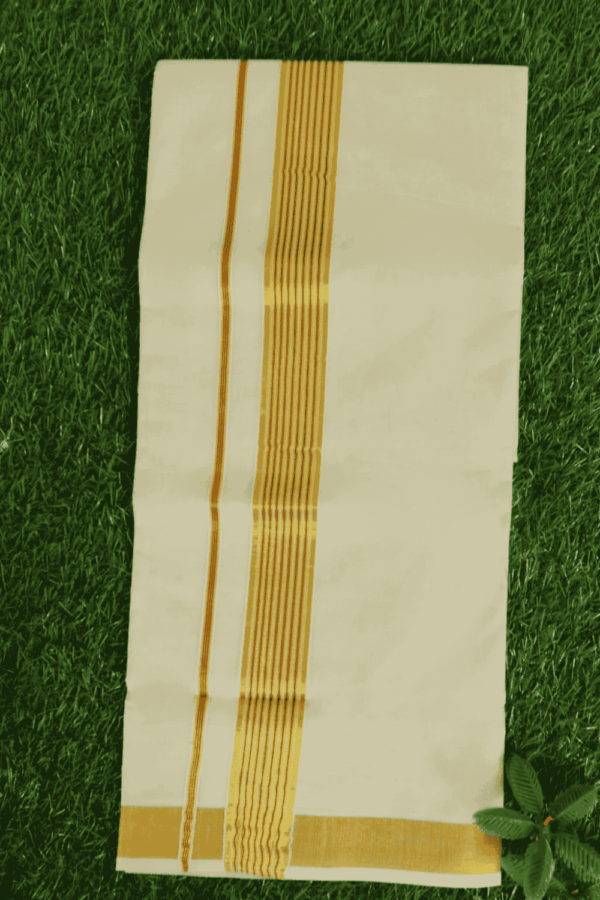 Cotton Grey – Fancy – Gold Border with Red Linings Dhoti