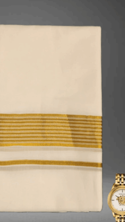 Cotton Grey H/F – Gold Border with Brown Linings Dhoti
