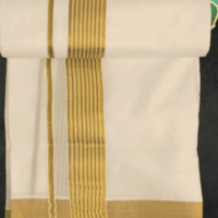 Cotton Bleech - Fancy – Gold Border with Green Linings Dhoti